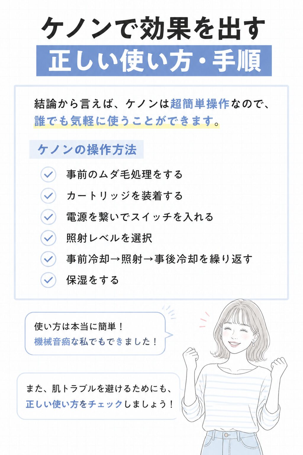ケノンで効果を出す正しい使い方・手順 の図解